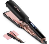 HITTIONA Piastra per Capelli Ceramica - 1.75” Professionale Piastre Ioniche di Titanio con LCD-Temperatura (150-230°C), Doppia Tensione, Riduce l'effetto Crespo e l'elettricità Statica, Viaggi