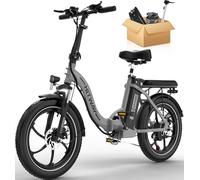 HITWAY Bicicletta Elettrica Pieghevole 20/' Fat Tire Bici Elettrica Mountain Bike Adulto,Batteria 36V/11,2 Ah,250W Motore,Shimano 7 Velocità,Autonomia 35-90km,City Uomo Donna, New-Legal-Argento