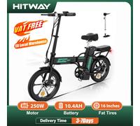 HITWAY Pieghevole EBike Motore da 16 pollici 250W Batteria 36V 10,4Ah fino a 25 km/h Supporto motore Gamma di biciclette elettriche 35-90 km BLACK