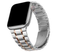 HITZEE Cinturino Compatibile con Cinturino Apple Watch 42/41/40/38mm, Cinturini in Acciaio Inossidabile per Donna Uomo Compatibile con iWatch SE3 Serie 11 10 9 8 7 6 5 4, Argento/Oro rosa
