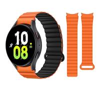 HITZEE Cinturino compatibile con Samsung Galaxy Watch 7/FE/6 40 mm 44 mm/Watch 6 Classic/Watch 5/Watch 4, 20 mm silicone magnetico per Galaxy Watch 4 Classic/Watch 5 Pro, arancione/nero