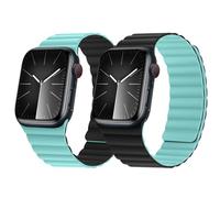 HITZEE Cinturino Magnetico Due Lati Compatible con Cinturino Apple Watch 42(S10)/41/40/38mm, Band in Silicone per iWatch Serie 10 9 8 7 SE 6-1 (42/41/40/38, Blu lago/Nero)