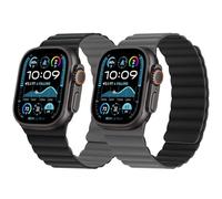 HITZEE Cinturino Magnetico Due Lati Compatible con Cinturino Apple Watch 49/46(S10)/45/44/42mm, Band in Silicone per iWatch Ultra 2 Serie 10 9 8 7 SE 6-1 (49/46/45/44/42, Nero/Grigio)