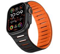 HITZEE Cinturino Magnetico Due Lati Compatible con Cinturino Apple Watch 49/46(S11/10)/45/44/42, Cinturini Morbida Traspirante per iWatch Ultra 3/2/1 Serie 11 10 9 8 7 SE3 6-1, Nero/Arancione