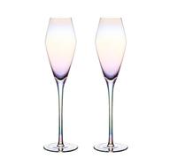 HIUHIU Set di 2 Bicchieri da Vino d'Epoca, Bicchieri da Champagne soffiati a Mano con Stelo Lungo, Eleganti Bicchieri di Vetro da Bere per Feste, ristoranti, Home Bar,Iridescent,E