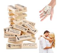 HIULLEN 48 pezzi Super Naughty Block Tower Game, San Valentino Tumbling Tower Stacking Blocks Gioco con verità o Obbligo domande e sfide, Coppie Date Night Games per adulti Festa di anniversario