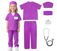 HIULLEN Costume da medico per bambini, dottore, gioco di ruolo, per bambini, con carta d'identità, stetoscopio, accessorio per il gioco di ruolo, per bambini, ragazzi, ragazze, Halloween, regali di