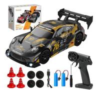 HIULLEN RC Drift Car, 4WD 2.4 GHz Remote Controlled Racing Car, 1:24 Mini auto telecomandata with LED Lights & Two Batteries, 20km/h 4WD Racing RC auto de tavolo Gift for Kids Adults Ages 6 7 8+