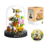 HIULLEN Set di Blocchi da Costruzione a Forma di Fiore, 588 Pezzi Set di Micro Mini Blocchi da Costruzione a Forma di Insetti con Cupola e Base Antipolvere, Regali per Bambini e Adulti