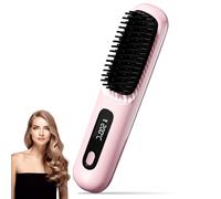 HIULLEN Spazzola Lisciante per Capelli, Piastra Capelli Senza Fili, Spazzola Lisciante Ricaricabile Piastra Portatile Mini Capelli da Viaggio con Display LCD 160°C-200°C Riscaldamento Rapido-rosa