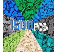 HIUME Confezione da 1500 mattoncini da costruzione, con base classica, compatibile con tutti gli altri produttori, regali per ragazzi e ragazze dai 4 5 6 anni. (colore ragazzo)