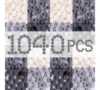 HIUME Mattoncini rotondi grigio nero bianco 1040 pezzi - Set di punti fai da te compatibile con piastre a punti, mini pietre a mosaico per bambini progetti creativi.