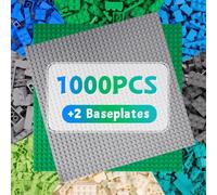 HIUME Scatola da 1000 pezzi di mattoncini da costruzione con 2 piastre (32 x 32), mattoncini classici compatibili, giocattolo, regalo per ragazzi e ragazze a partire dai 4, 5, 6 anni in su, colori