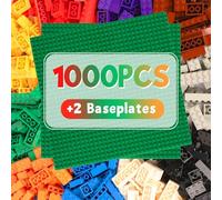 HIUME Set Di Mattoncini Da Costruzione Con 1000 Pezzi E 2 Basi - Blocchi Compatibili, 14 Colori, 19 Forme, Giocattolo Educativo Per Bambini Dai 6 Anni, Building Blocks. (Colori Misti)
