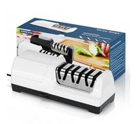 HIUYRFS Affilacoltelli Elettrico Professionale con 3 Livelli, Dischi Diamantati, Protezione contro il Surriscaldamento, Motore Silenzioso, Affilatura Elettrica Rapida per Coltelli da Cucina