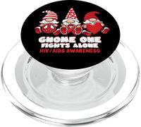 HIV AIDS Awareness Gnome One Fighte Alone Wear Red Ribbon PopSockets PopGrip per MagSafe
