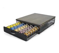 HiveNets Contenitore per capsule di caffè con cassetto porta cialde in metallo e legno (50 cialde)