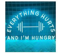Hiverni Per l'insegna al neon per ogni cosa che fa male e ho fame, decorazione da parete con luci palestra luci al neon(60x38cm)
