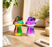Hivexagon Set da 2 pezzi Fermacarte/Statuetta decorativa in cristallo a forma di fungo con coccinella - Ideale per arredamento casa, tavola o come regalo per amanti della natura (4,15 x 7,4 cm)