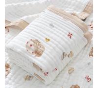 Hivia 110 * 110cm Mussole Neonato Cotone Coperta di Mussola,Quadrotti Cotone Neonato Coperta Mussola 6 strati,Coperte per Bambini Morbide e Sicure per la Pelle|Coniglio