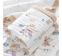 Hivia 110 * 110cm Mussole Neonato Cotone Coperta di Mussola,Quadrotti Cotone Neonato Coperta Mussola 6 strati,Coperte per Bambini Morbide e Sicure per la Pelle|Orso Principe