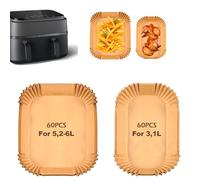 Hivio 120 pezzi di carta da forno Airfryer per Philips Airfryer Dual Basket 3000/5000 Series 9L/ Dual Easy Fry & Grill 5,2/3,1 l, accessori per friggitrice ad aria per Cecotec 5,5/3,5 l, Moulinex 8,3
