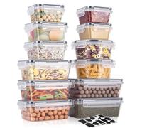 Hixava 24 Pezzi Contenitori di Plastica Contenitori Alimenti,Barattoli Cucina con Coperchio Contenitori Pasta Barattoli Cucina Senza BPA per Cereali, Porta Muesli,Farina 1L/0.84L/0.7L/0.55L/0.35L