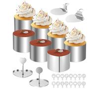 Hixava Anelli per Torte in Acciaio Inox Coppapasta Coppa Pasta con Pressa Anelli 7,5 cm Tagliapasta Anello Rotondo e Cuore con 2 Pressa e 2 Base con 16 Sagome per DIY Mousse Torte Dessert