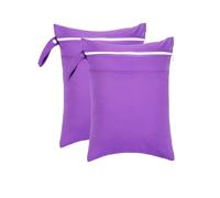 Hixingo 2 Pezzi Tinta Unita Porta Pannolini Lavabili Riutilizzabile, Salviette da Borsa Organizzatore Wetbag Impermeabile Borsa Pannolini con Zip per Viaggio,Spiaggia,Piscina (Viola)