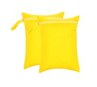 Hixingo 2 Pezzi Tinta Unita Porta Pannolini Lavabili Riutilizzabile, Salviette da Borsa Organizzatore Wetbag Impermeabile Borsa Pannolini con Zip per Viaggio,Spiaggia,Piscina (Giallo)