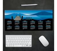Hixingo 2024 Stampa del Calendario Tappetino Mouse, Tappetino Mouse XL, Tappetino Mouse Gaming con Base in Antiscivolo e Bordi Cuciti, Mouse Pad per Ufficio e Casa (700x300x3mm,cavalletto)