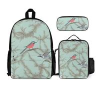 Hixingo 3 Pezzi Zaino Scuola Media Ragazza con Borsa Termica Astucci Matite, Stampa 3D Zainetti per Bambini Ragazzi, Set per la Scuola Borse Ragazze per Scuola Elementare Medie (gazza)