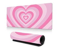Hixingo 3D Amore Tappetino Mouse, Tappetino Mouse XXL/XL/L, Tappetino Mouse Gaming con Base in Antiscivolo e Bordi Cuciti, Mouse Pad per Ufficio e Casa (700 * 300 * 3mm,rosa rossa)