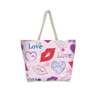 Hixingo 3D Borsa da Mare Grande XXL Donna Uomo, Borsa da Spiaggia Capiente Pieghevole e Leggera per Spiaggia Piscina Viaggio Palestra Shopping Sport e Vacanza (35x12x34CM,Cuore d'amore 6)