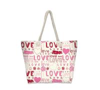 Hixingo 3D Borsa da Mare Grande XXL Donna Uomo, Borsa da Spiaggia Capiente Pieghevole e Leggera per Spiaggia Piscina Viaggio Palestra Shopping Sport e Vacanza (35x12x34CM,Lettera d'amore 6)