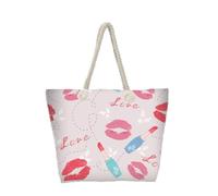 Hixingo 3D Borsa da Mare Grande XXL Donna Uomo, Borsa da Spiaggia Capiente Pieghevole e Leggera per Spiaggia Piscina Viaggio Palestra Shopping Sport e Vacanza (35x12x34CM,Lettera d'amore 10)
