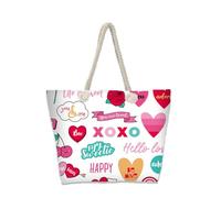 Hixingo 3D Borsa da Mare Grande XXL Donna Uomo, Borsa da Spiaggia Capiente Pieghevole e Leggera per Spiaggia Piscina Viaggio Palestra Shopping Sport e Vacanza (35x12x34CM,Lettera d'amore 3)