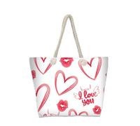 Hixingo 3D Borsa da Mare Grande XXL Donna Uomo, Borsa da Spiaggia Capiente Pieghevole e Leggera per Spiaggia Piscina Viaggio Palestra Shopping Sport e Vacanza (35x12x34CM,Lettera d'amore 1)