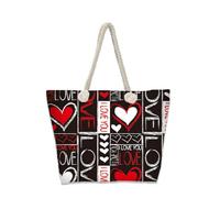 Hixingo 3D Borsa da Mare Grande XXL Donna Uomo, Borsa da Spiaggia Capiente Pieghevole e Leggera per Spiaggia Piscina Viaggio Palestra Shopping Sport e Vacanza (35x12x34CM,Cuore d'amore 2)