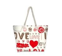 Hixingo 3D Borsa da Mare Grande XXL Donna Uomo, Borsa da Spiaggia Capiente Pieghevole e Leggera per Spiaggia Piscina Viaggio Palestra Shopping Sport e Vacanza (35x12x34CM,Cuore d'amore 1)