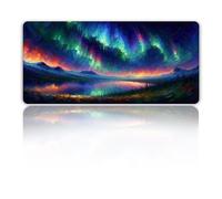 Hixingo 3D Tappetino Mouse, Tappetino Mouse XXL/XL/L, Paesaggio dell'aurora Tappetino Mouse Gaming con Base in Antiscivolo e Bordi Cuciti, Mouse Pad per Casa Ufficio (900x400x3mm,Pittura a olio)
