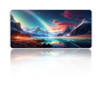 Hixingo 3D Tappetino Mouse, Tappetino Mouse XXL/XL/L, Paesaggio dell'aurora Tappetino Mouse Gaming con Base in Antiscivolo e Bordi Cuciti, Mouse Pad per Casa Ufficio (800x300x3mm,Arcobaleno)