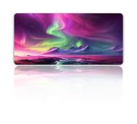 Hixingo 3D Tappetino Mouse, Tappetino Mouse XXL/XL/L, Paesaggio dell'aurora Tappetino Mouse Gaming con Base in Antiscivolo e Bordi Cuciti, Mouse Pad per Casa Ufficio (600x300x3mm,Rosa)