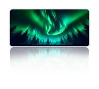 Hixingo 3D Tappetino Mouse, Tappetino Mouse XXL/XL/L, Paesaggio dell'aurora Tappetino Mouse Gaming con Base in Antiscivolo e Bordi Cuciti, Mouse Pad per Casa Ufficio (900x400x3mm,Verde)