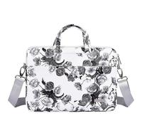 Hixingo Borsa per Laptop 13,14,15 Pollici, Impermeabile Boho Borsa PC Portatili Borsa Notbook Modo Borsa a Tracolla con Cinghia per Trolley Multifunzionale Borsa Messenger (14 Pollici,Fiore Grigio)