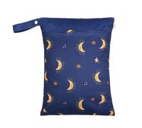 Hixingo Borsa Porta Pannolini Impermeabile, Borsa Pannolini Lavabili Riutilizzabile Wetbag con Cerniera 1/2/4 Pezzi Wet Bag Organizzatore per Bambini, Viaggio (Luna + Stella,4 Pezzi)