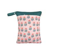 Hixingo Borsa Porta Pannolini Impermeabile, Motivo Fiore Borsa Pannolini Lavabili Riutilizzabile Wetbag con Cerniera 1/2/4 Pezzi Wet Bag Organizzatore per Bambini (Foglia verde,1 Pezzo)