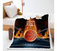 Hixingo Coperta di Pile Doppia Calda e Morbida Stampa 3D della Palla Viaggio Coperta Tutte Le Stagioni Plaid da Divano Coperte da Letto per Adulti Matrimoniale (200x150cm,Basket di Fiamma)