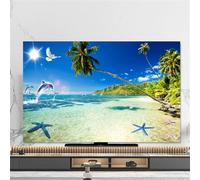 Hixingo Copertura Antipolvere per TV, Motivo Delfino 3D Copri Televisore Elastica Universale Cover/Custodia Protettiva TV 32-80inch Protezione Televisore (Acqua di mare,32inch)