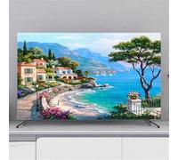 Hixingo Copertura Antipolvere per TV, Motivo Paesaggio 3D Copri Televisore 32-80inch Copertura Televisore Cover TV Elastica Copri TV Protezione TV Universale (45-48inch,Vista mare A)